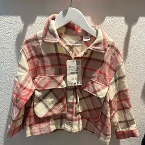Plaid Kids Jacket - Pink and Cream Zara